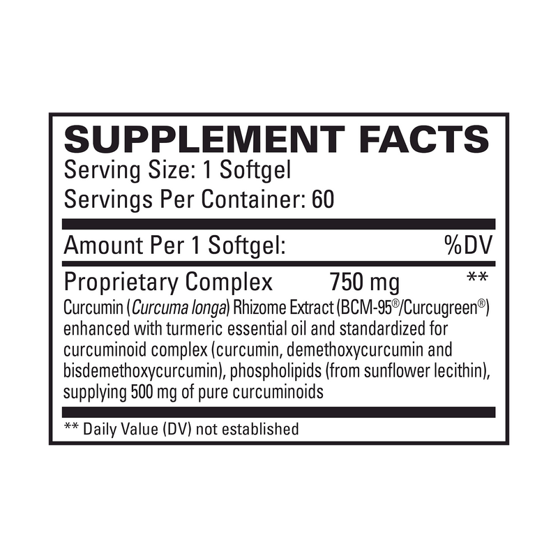 CuraPro 750 mg (Euromedica) 60 Caps Supplement Facts
