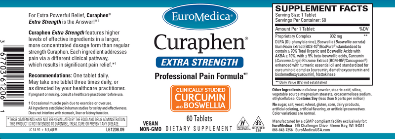 Curaphen Extra Strength (Euromedica) 60ct Label