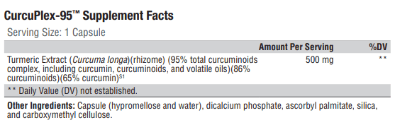 CurcuPlex-95 (Xymogen) Supplement Facts