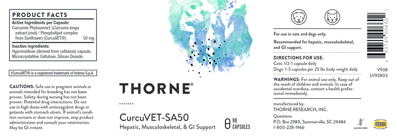 CurcuVET-SA50 Thorne Vet products
