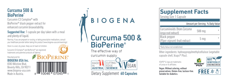 Curcuma 500 & BioPerine Biogena Label