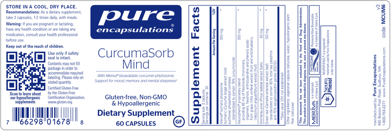 CurcumaSorb Mind (Pure Encapsulations) label