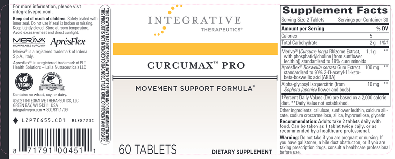 Curcumax Pro (Integrative Therapeutics) Label