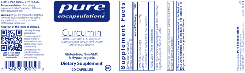 Curcumin 120 Caps (Pure Encapsulations) Label