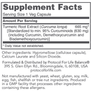 curcumin 665 mg (protocol for life balance) supplement facts