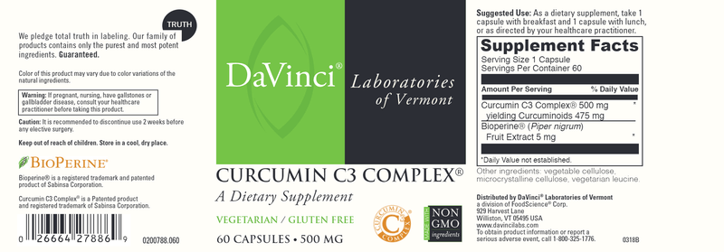 Curcumin C3 Complex (DaVinci Labs) Label