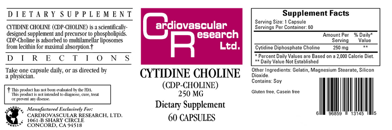 Cytidine Choline 250 mg (Ecological Formulas) Label