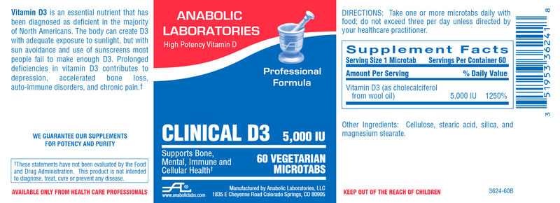 D 5,000 IU D3 CLINICAL D3 (Anabolic Laboratories) Label