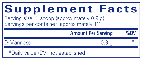 d-Mannose - POWDER 100g (Pure Encapsulations) Supplement Facts