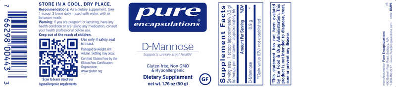 d-Mannose - POWDER 50g (Pure Encapsulations) Label