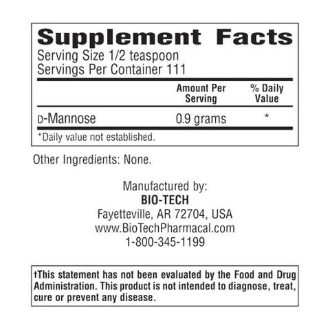 D-Mannose Powder (Bio-Tech Pharmacal) Supplement Facts