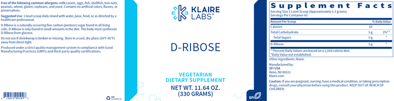 D-Ribose (Klaire Labs) Label