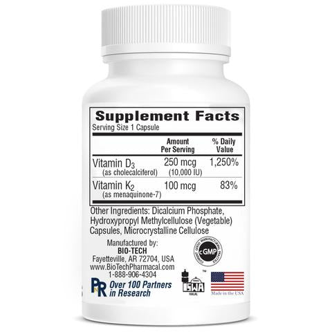 D3-K2 (Bio-Tech Pharmacal) Supplement Facts