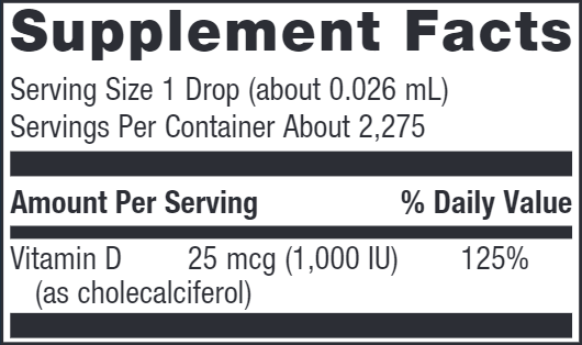 D3 Liquid 1000 IU (Metagenics) Supplement Facts