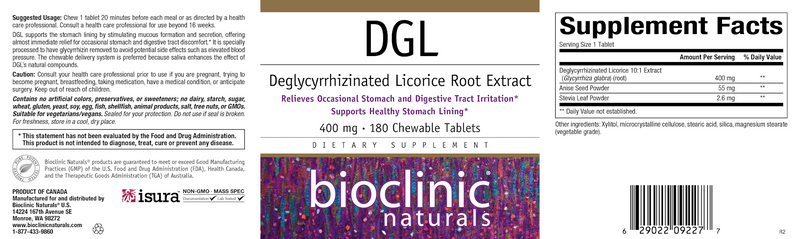 DGL (Bioclinic Naturals) Label