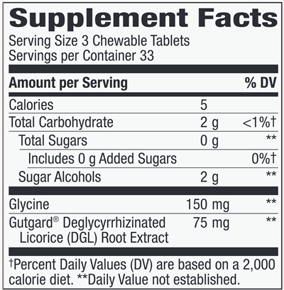 DGL Deglycyrrhizinated Licorice Sugar Free (Nature's Way) Supplement Facts