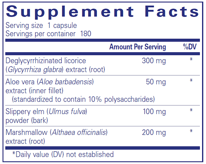 DGL Plus 180 Caps (Pure Encapsulations) Supplement Facts