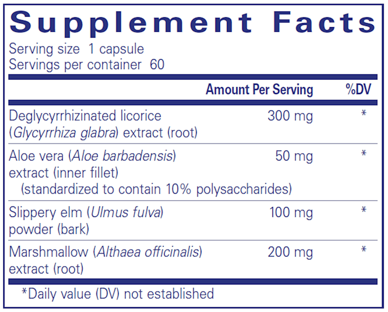 DGL Plus 60 Caps (Pure Encapsulations) Supplement Facts