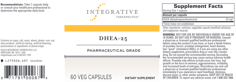 DHEA-25 (Integrative Therapeutics) Label