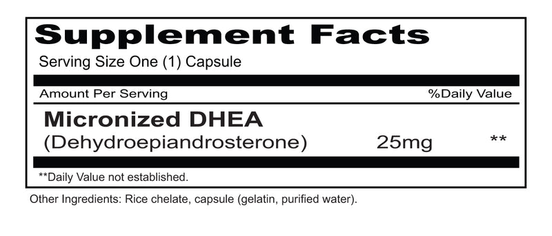 DHEA 25mg (Priority One Vitamins) Supplement Facts