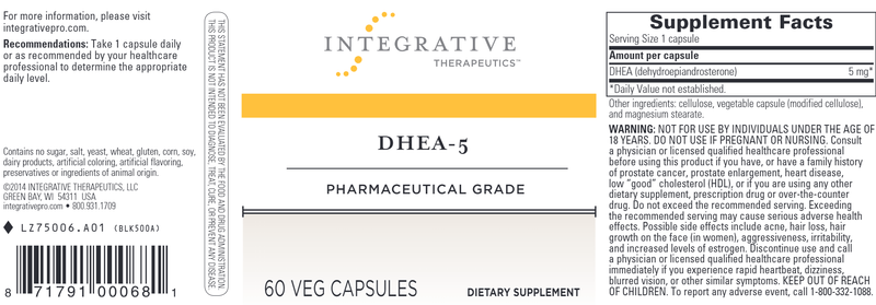 DHEA-5 (Integrative Therapeutics) Label