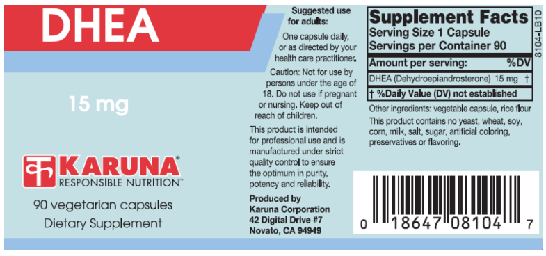 DHEA 15 mg (Karuna Responsible Nutrition) Label