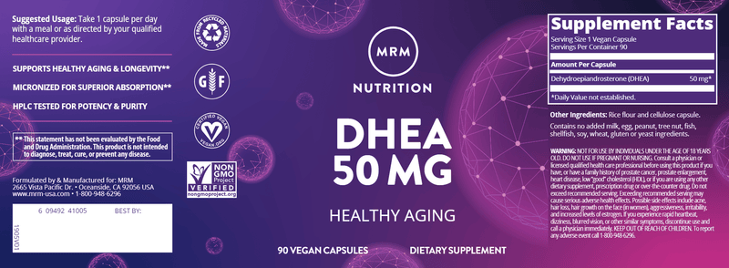 DHEA 50 mg (Metabolic Response Modifier) Label