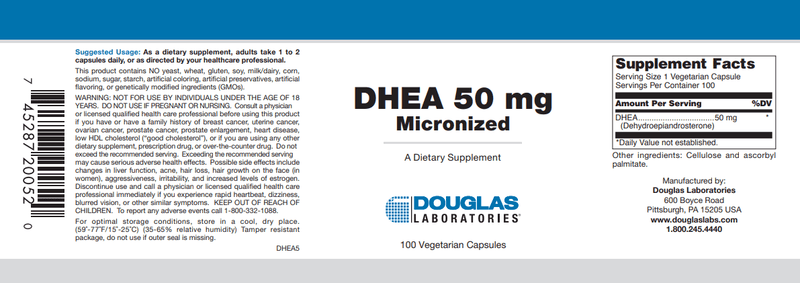 dhea 50 mg douglas labs label