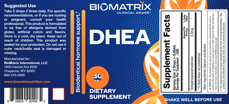 DHEA (BioMatrix) Label
