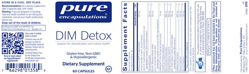 DIM Detox (Pure Encapsulations) Label