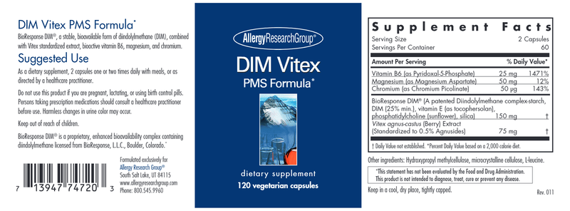 DIM Vitex (Allergy Research Group) label