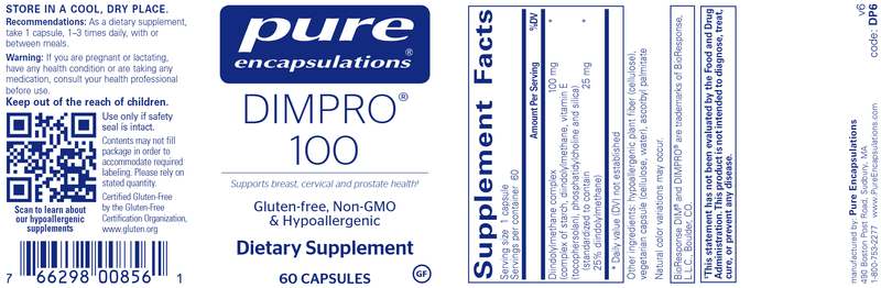 DIM–PRO® 100 (Pure Encapsulations) 60ct Label