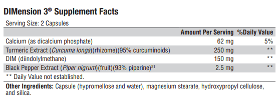 DIMension 3 (Xymogen) Supplement Facts