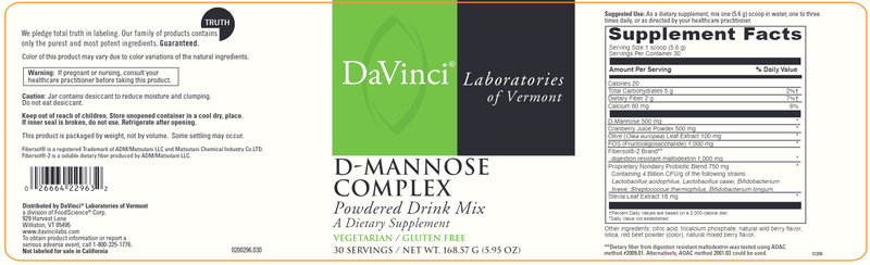 D Mannose Complex (DaVinci Labs) Label