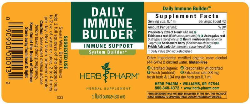 daily immune builder (herb pharm) label