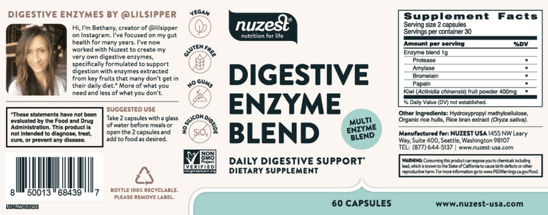 Daily Digestive Enzyme Support NuZest Label