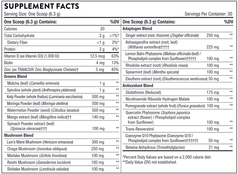 Daily Greens Plus (Thorne) Supplement Facts