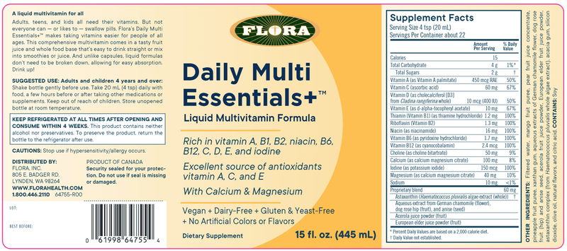Daily Multi Essentials+ (Flora) Label