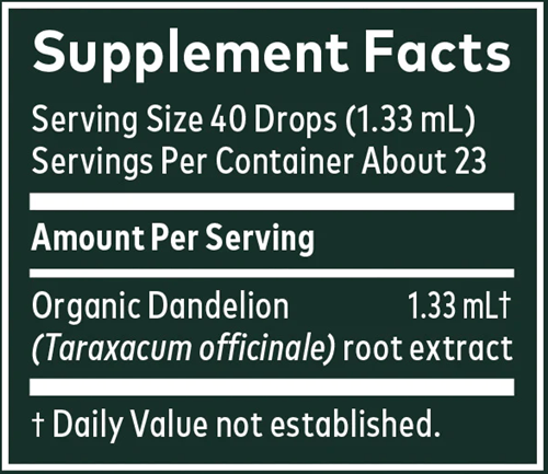 Dandelion Root 1oz (Gaia Organics®) (Gaia Herbs) supplement facts