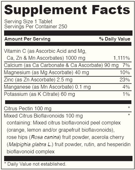 Davinci Poten C 250 Tablets (DaVinci Labs) Supplement Facts