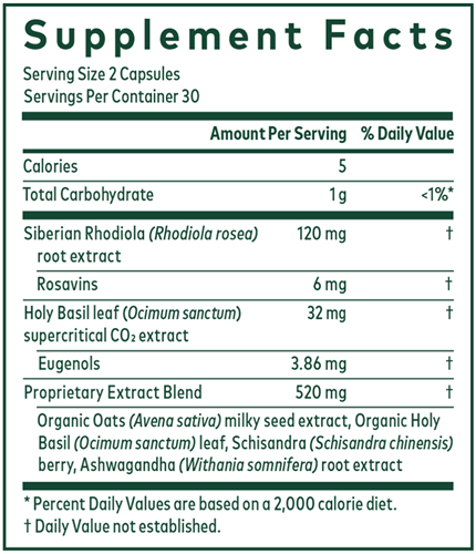 Daytime HPA Phyto-Caps 60ct (Gaia Herbs Professional Solutions) supplement facts
