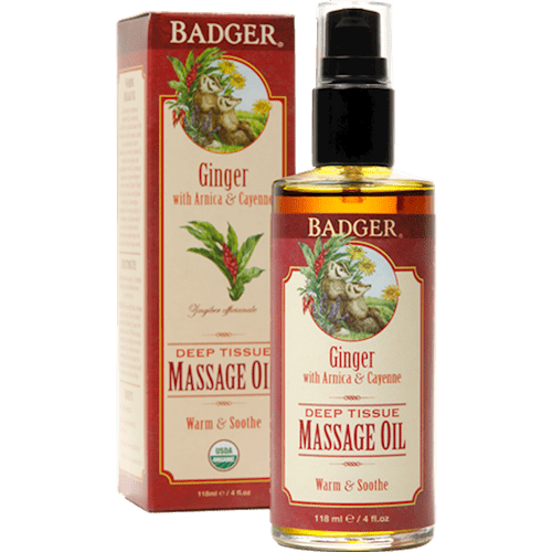deep tissue massage oil with ginger badger