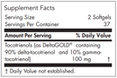 delta-fraction tocotrienols (nutricology) supplement facts