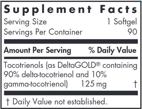 Delta-Fraction Tocotrienols 125 mg (Allergy Research Group) supplement facts