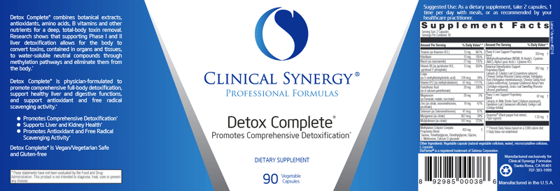 Detox Complete (Clinical Synergy) Label