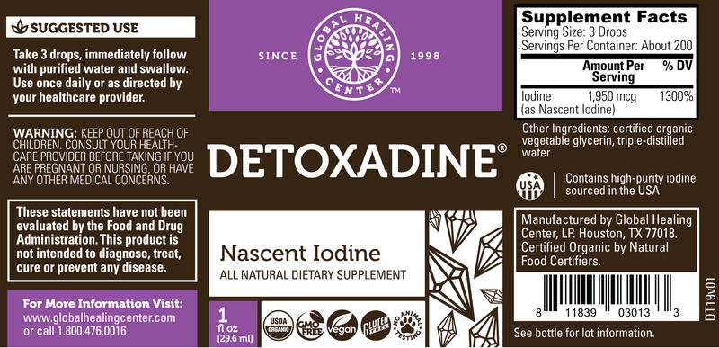 Detoxadine (Global Healing) Label