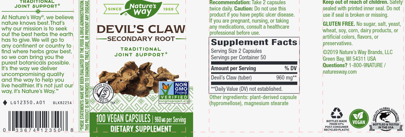 Devils Claw 480 mg (Nature's Way) Label