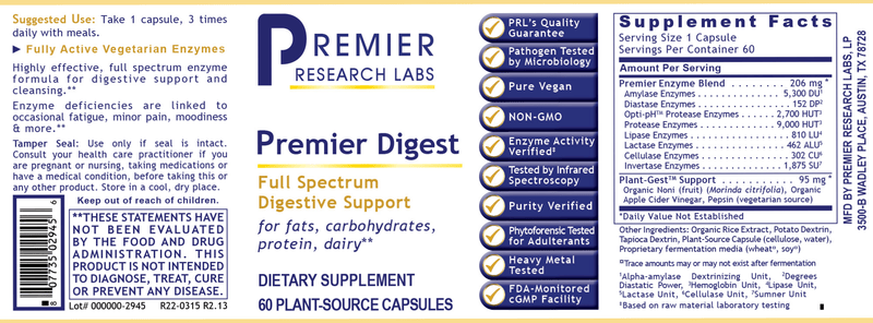 Digest Premier (Premier Research Labs) Label