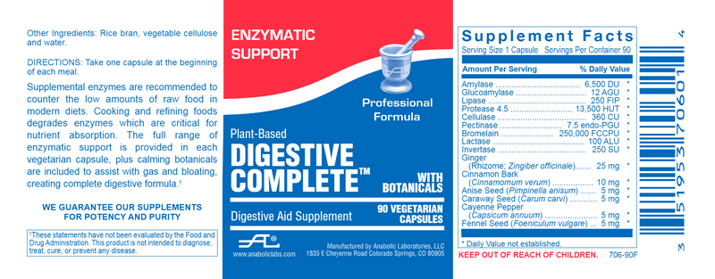 Digestive Complete (Anabolic Laboratories) Label