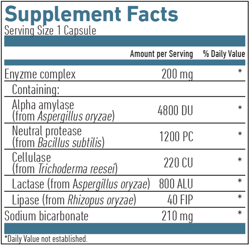Digestive Enzymes Formula Vegan Biogena Supplement Facts